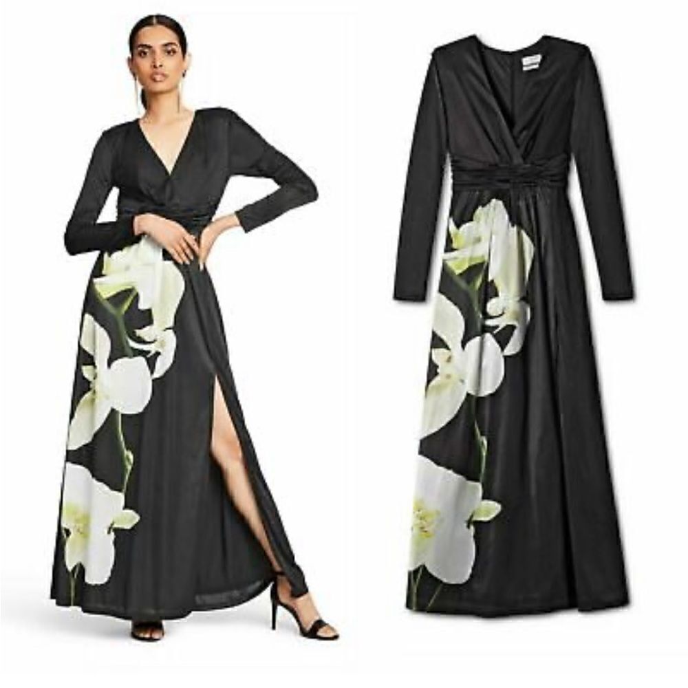 NWOT ALTUZARRA Maxi dress Formal Target Orchid-print satin-jersey Black